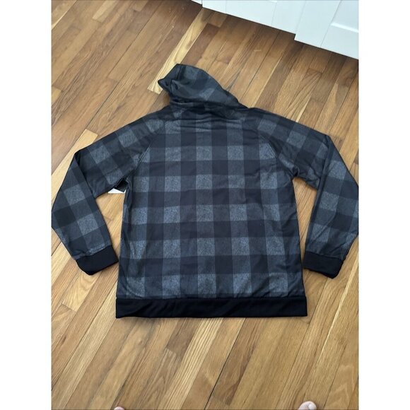 Burnside Jacket Hoodie Men's Houndstooth Black Plaid Tech Fleece 1/4 Zip Size XL - Picture 5 of 5